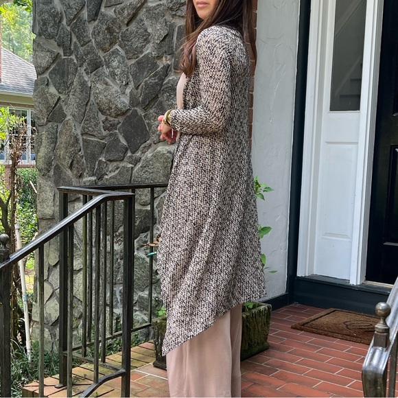 Boho Draped Open Knit Long Cardigan - Picture 3 of 5